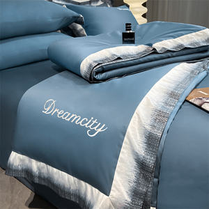 綿100刺繍ホテル寝具セット5つ星ライトラグジュアリーフランネルシーツ - Product Image 6