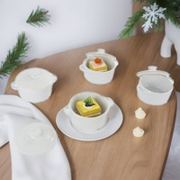 Ensemble de plats à four en céramique avec couvercle et poignée, mini-casserole pour lasagnes, soufflés et soupes, personnalisation acceptée pour les magasins et restaurants