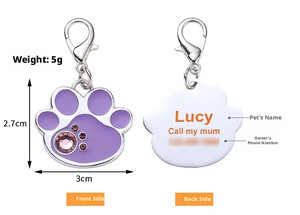 Pendentif porte-clés personnalisé en alliage de zinc pour animaux de compagnie, en forme d'os ou de patte, anti-perte, gravé au laser, avec carte d'identification, style dessin animé - Product Image 6