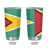 Gobelet isotherme en acier inoxydable de 20 oz, imprimé du drapeau de la Guyane, idéal pour la conduite quotidienne sur la route, le camping en montagne et les pauses café au bureau