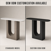 Meuble de salon, table console design avec plateau en marbre, table d'hôtel, table console en marbre blanc, moderne