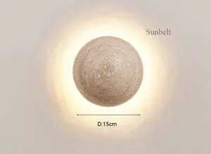 B3524A Wabi-sabi estilo LED luz interior arte diseño lámpara de pared travertino Luna shapled sombra para dormitorio Hotel pasillo