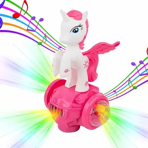 Electric Pony Car Toy 360 Degree Rotating Musical Dancing Horse Car Toys Elecart Unicorn Toys Car Dancing With Lights And Sound