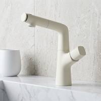 Robinet de lavabo WEIHAO noir extractible, réglable en hauteur, rotatif à 360 degrés, avec double sortie d'eau (haut et bas), mitigeur chaud/froid
