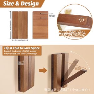 Ganchos para abrigos de madera maciza para montar en la pared, color nogal, con tornillos integrados, resistentes, con capacidad de hasta 22 libras, para colocar detrás de puertas o en paredes. - Product Image 5