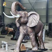 Escultura de Elefante de Bronce de Tamaño Real RELONG, Gran Estatua Decorativa de Elefante de Metal Fundido en Cobre para Jardín