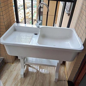 Lavabo en céramique de réservoir de blanchisserie extérieur intégré en pierre de quartz moderne pour la salle de bains pour la piscine et les blanchisseries en pierre - Product Image 3