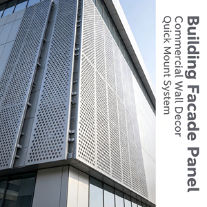 Panneau de mur-rideau en aluminium perforé, revêtement PVDF, bardage de façade de bâtiment, taille personnalisée, montage rapide pour extérieur commercial - Product Image 1