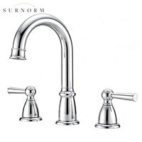 Robinet de salle de bain contemporain à bec courbé en laiton chromé, monotrou, pour eau chaude et froide, pour lavabo et baignoire