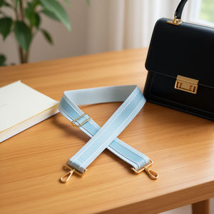 Cinghia in tessuto da 5 cm, tinta unita azzurra, per accessori borse - Product Image 2