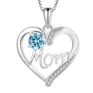 <span class=keywords><strong>XLOVE</strong></span> Vente en gros Collier pendentif en argent sterling en forme de cœur pour maman, cadeau spécial fête des Mères, avec pierre de naissance pour femme - Product Image 3