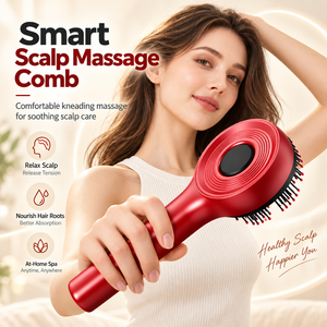 Masseur de cuir chevelu rouge, peigne de massage de la tête, brosse à shampooing réglable sur 5 niveaux, outil de soin des cheveux - Product Image 2
