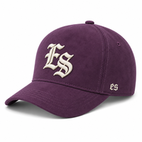 Casquettes de baseball en coton pur avec logo ES brodé en relief, couleur prune crème, couture centrale structurée, ajustables, certifiées CE, vente en gros