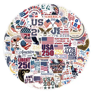 55 autocollants drapeau de la Fête de l'Indépendance, autocollants de foi, pour bagages, sacs à dos de voyage, skateboards, téléphones, ordinateurs portables, autocollants électoraux USA - Product Image 1