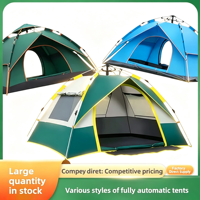 Carpa de Camping Automática de Doble Capa para 3-4 Personas, Apertura Rápida, Tela Oxford Impermeable 2000-3000mm, para Playa y Exteriores