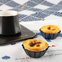 Moule à tartelettes miniatures antiadhésives en acier au carbone, à rainures en forme de fleur, résistantes au four, pour la préparation de desserts et de tartelettes aux œufs à la maison