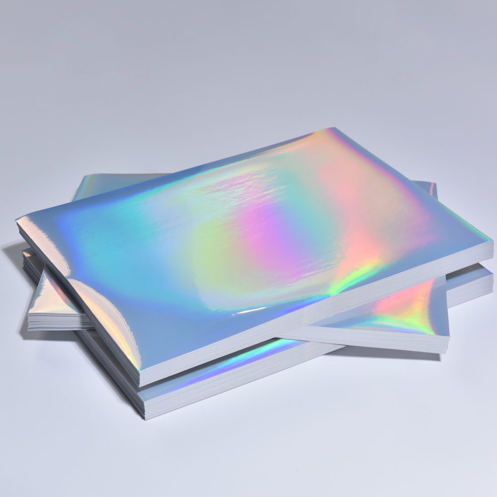 Inkjet Plain Holographic Polyester Waterproof Self Adhesive Film Water Activated Acrylic Adhesive Masking Adhesive Sticker Paper