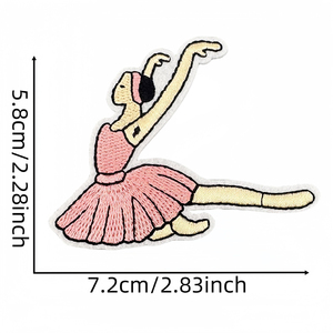 핑크 발레 소녀 의류 스티커에 대 한 자수 패치 의류 DIY 도매 패치에 맞춤 만화 아플리케 철 - Product Image 2