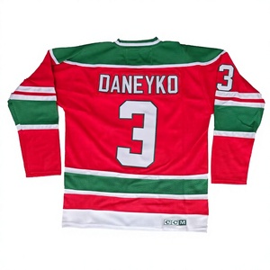 Camiseta de Hockey Roja y Verde para Hombre BLOODLINE, Daneyko 3, con Estampado, Poliéster Transpirable, Servicio OEM para Adultos, Costuras sin Costuras - Product Image 1