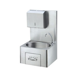 קיר מסחרי מותאם אישית רכוב ברכיים מופעל כף יד נירוסטה לכיור עם ברז - Product Image 5