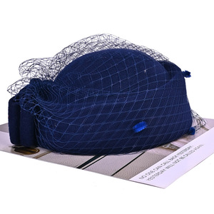 <span class=keywords><strong>Otoño</strong></span> Invierno nueva gorra de mezcla de lana cálida Retro versátil azafata estilo británico Jazz sombrero elegante velo Fedora sombrero - Product Image 2