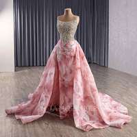Robes de soirée de luxe lourdes avec traîne amovible sirène perles robes de célébrités femmes sexy Vestidos De Noite Rsm251080