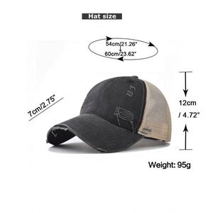 Multi Color Wash Make Old Broken Baseball Trucker Hat Bulk Outdoor Summer <b>Light</b> Plate <b>Net</b> Solid Color Trucker Hat Wholesale - Product Image 2
