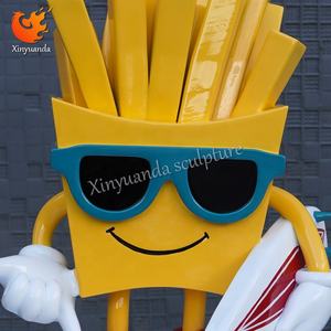 만화 감자 튀김 유리 섬유 조각, 패스트 푸드 레스토랑 환영 장식, 음식 테마 F & B 체크인 장식 - Product Image 6