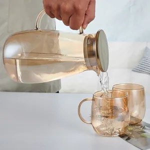 High Quality Nordic Style Heat Resistant Borosilicate Large Capacity Luxury Glass Teapot Tea Cup Set