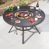 Ensemble table et chaises de salle à manger d'extérieur moderne en aluminium moulé, résistant aux UV, durable, avec coussins à séchage rapide pour entrepôt, hôtel, barbecue