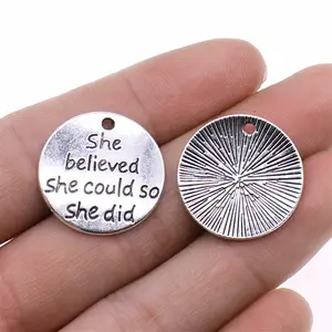 AA0160146 22mm Jewelry DIY Charms Beads She believed she could so she did Wholesale Charms Pendants Jewelry Making