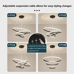 Hiện đại <span class=keywords><strong>LED</strong></span> Đèn chùm Vòng Vàng chiếu sáng phòng khách phòng ăn trang trí nội thất đèn Duplex gác mái treo đèn chùm - Product Image 5