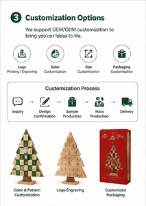 Calendrier de l'Avent en bois écologique et durable avec compartiments numérotés pour offrir en cadeau lors des fêtes, arbre de Noël en bois - Product Image 6