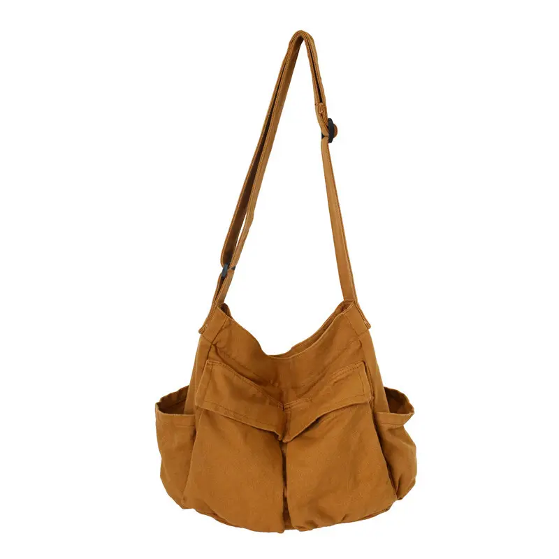Hot Sale Large Capacity Solid Color Crossbody Sling Bag Custom Denim Canvas Shoulder Bag