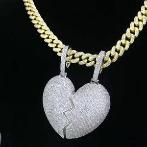 Colgante de latón con forma de corazón para hombre y mujer, joyería de lujo, gran tamaño, estilo Hip Hop, 1 unidad - Product Image 2
