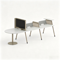 Poste de travail modulaire avec table de réunion intégrée, bureau pour 2 à 4 personnes, mobilier de bureau collaboratif