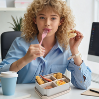 5 compartiments Bento Lunch Boxes Sans Bpa De Qualité Alimentaire Non Toxique Réutilisable Micro-ondes Récipient De Stockage Des Aliments
