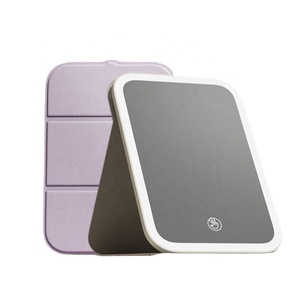 Miroir cosmétique de table rechargeable à lumière LED pour écran tactile, miroir de beauté de maquillage mignon et pliant à rotation variable, 3 couleurs - Product Image 3