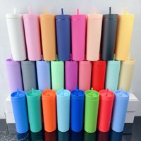 Gobelet isotherme mince en acrylique mat de 16 oz, sans BPA, écologique, avec couvercle à paille, personnalisable avec logo, idéal pour le bricolage – Meilleure vente