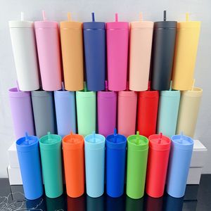 Gobelet isotherme mince en acrylique mat de 16 oz, sans BPA, écologique, avec couvercle à paille, personnalisable avec logo, idéal pour le bricolage – Meilleure vente - Product Image 2