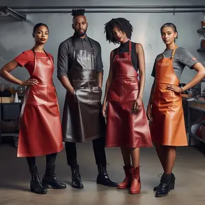 Bavoir de soudage Tablier en cuir Bavoir avec deux poches Tablier barbecue en cuir Prix direct d'usine Noir Restaurants Service alimentaire Année