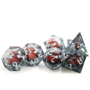 Jeu de dés de jeu de rôle Yushun 7 pièces en résine rouge avec des chiffres blancs, jeu de dés de plateau sur le thème de <span class=keywords><strong>Spiderman</strong></span> - Product Image 4