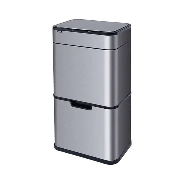 Smart Sensor Metal Trash Bin 50L No Touch Automatic Lid Home Office Kitchen Bathroom Waste Can Intelligent Houseware Public Use
