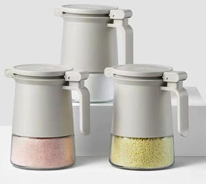 Caja de condimentos de vidrio, tarro de condimentos de especias transparente, contenedor de sal, ollas de condimentos para mostrador de cocina, almacenamiento de alimentos - Product Image 1