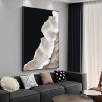 Peinture décorative minimaliste noir-blanc-gris pour salon, sculpture, sens tridimensionnel de la peinture murale de fond
