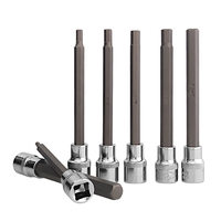 Adaptateur de douille hexagonale interne 7 pièces 3/8\", tige longue de 110 mm en CR-V, pour boulons et vis Allen, kit d'outils de réparation