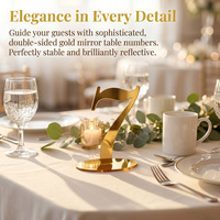 Placa de Número de Mesa Moderna y Minimalista de Acrílico Dorado de Alta Gama, Ecológica, para Bodas y Fiestas, Tarjeta Digital Giratoria para Escritorio