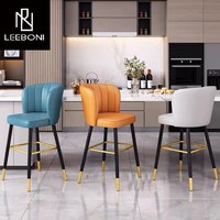 Tabourets de bar hauts en velours recouverts de tissu et ensembles de chaises de restaurant au design moderne pour la cuisine