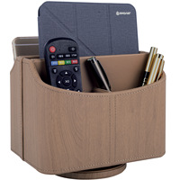Support de télécommande de télévision personnalisé en cuir élégant multifonctionnel rotatif à 360 degrés, fait à la main, organisateur de bureau