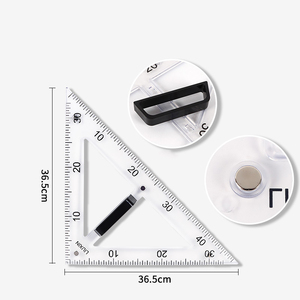 Set Didattico <span class=keywords><strong>di</strong></span> <span class=keywords><strong>Matematica</strong></span> in Plastica MS, Trasparente, con Righello Magnetico Triangolare da 40cm, Goniometro e Righello Dritto - Product Image 2